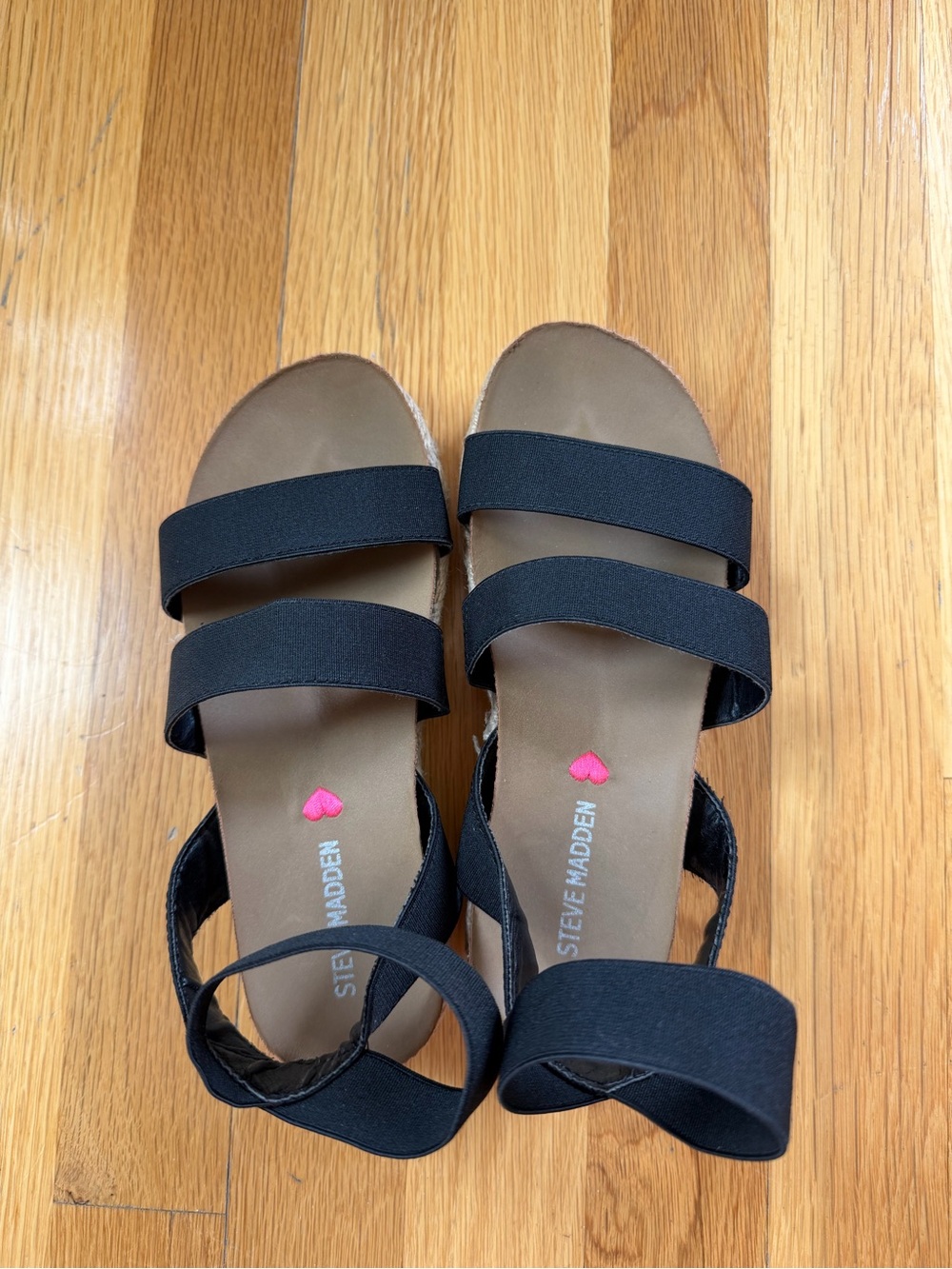 Steve Madden Black Elastic Triple-Strap Sandals